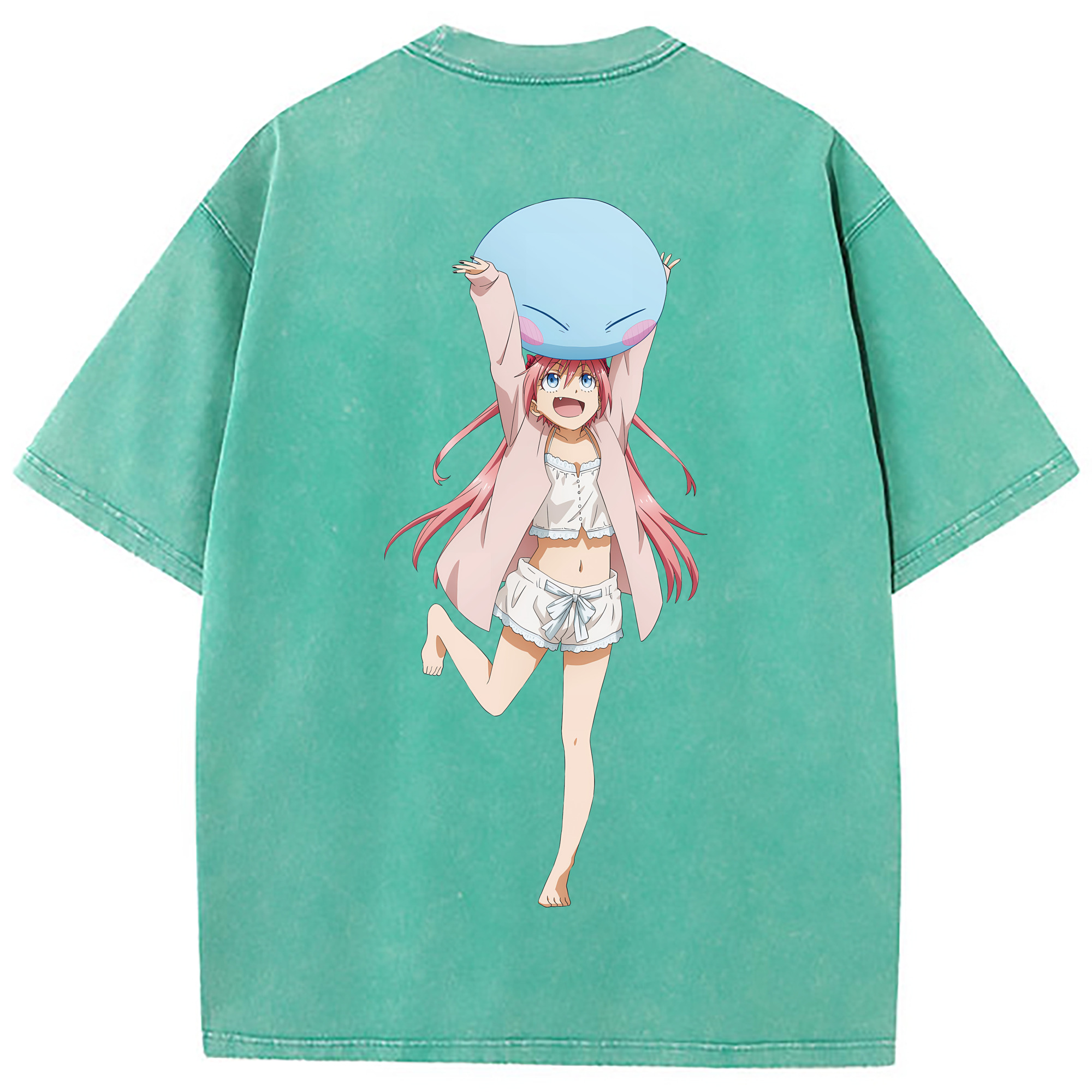 （画像用） 転スラ Regarding Reincarnated to Slime 綿100% ヴィンテージ風 半袖Tシャツ（背面プリント）